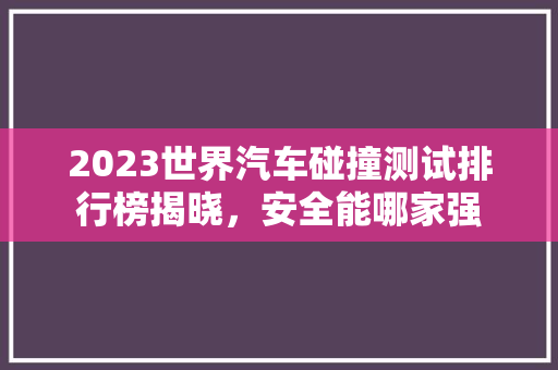 2023世界汽车碰撞测试排行榜揭晓，安全能哪家强