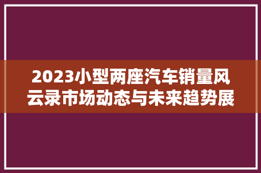 2023小型两座汽车销量风云录市场动态与未来趋势展望