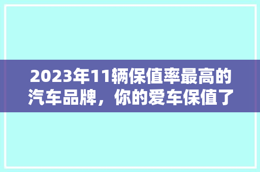 2023年11辆保值率最高的汽车品牌，你的爱车保值了吗