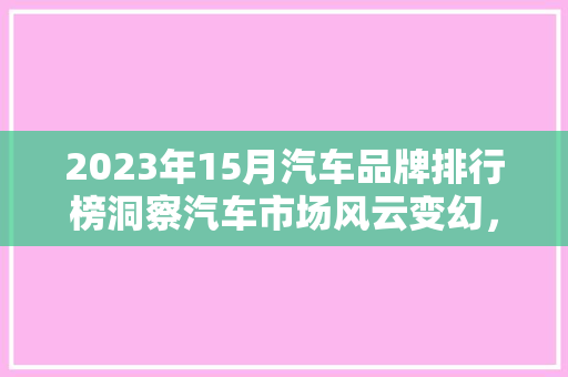 2023年15月汽车品牌排行榜洞察汽车市场风云变幻，解读品牌力量