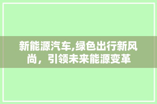 新能源汽车,绿色出行新风尚，引领未来能源变革