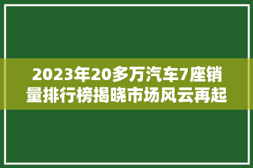 2023年20多万汽车7座销量排行榜揭晓市场风云再起，谁将问鼎巅峰