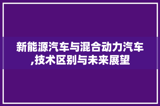 新能源汽车与混合动力汽车,技术区别与未来展望
