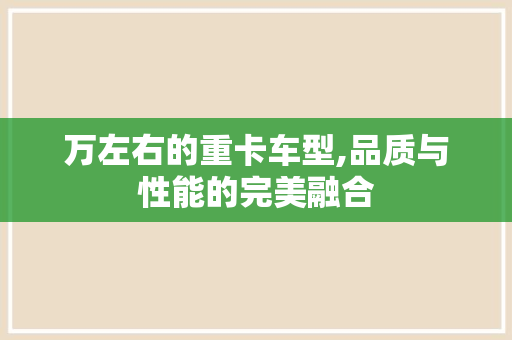 万左右的重卡车型,品质与性能的完美融合
