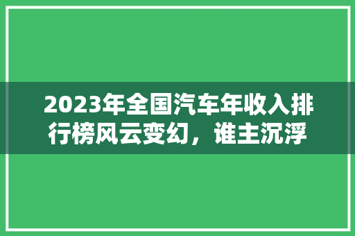 2023年全国汽车年收入排行榜风云变幻，谁主沉浮