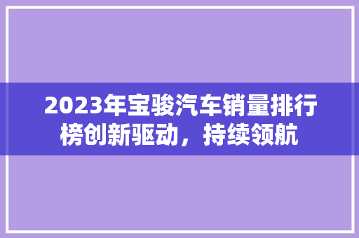 2023年宝骏汽车销量排行榜创新驱动，持续领航