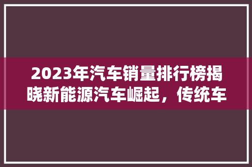 2023年汽车销量排行榜揭晓新能源汽车崛起，传统车企面临挑战