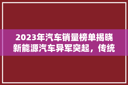 2023年汽车销量榜单揭晓新能源汽车异军突起，传统车企面临挑战