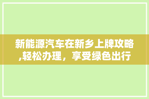 新能源汽车在新乡上牌攻略,轻松办理，享受绿色出行