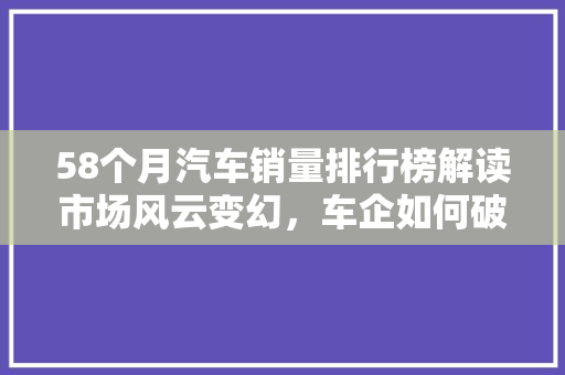 58个月汽车销量排行榜解读市场风云变幻，车企如何破局