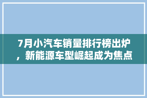 7月小汽车销量排行榜出炉，新能源车型崛起成为焦点
