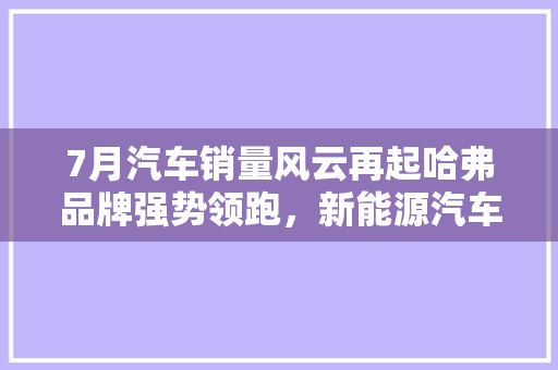 7月汽车销量风云再起哈弗品牌强势领跑，新能源汽车崛起成新趋势