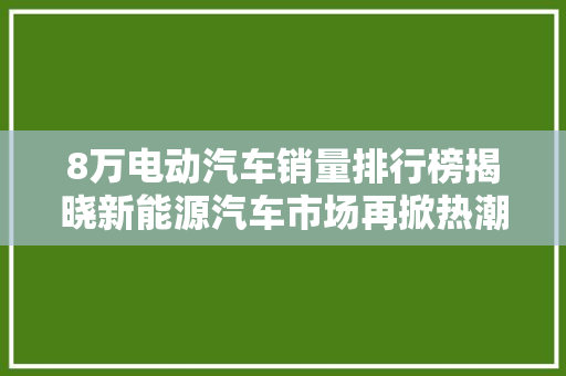 8万电动汽车销量排行榜揭晓新能源汽车市场再掀热潮