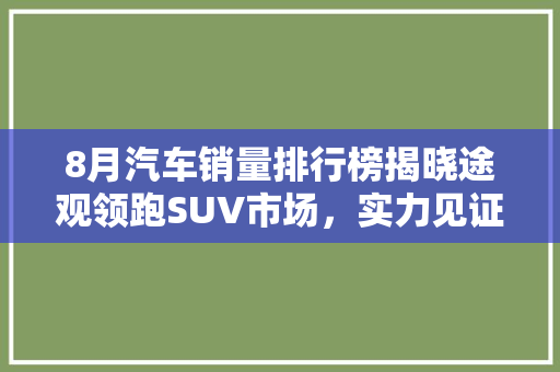 8月汽车销量排行榜揭晓途观领跑SUV市场，实力见证品牌魅力