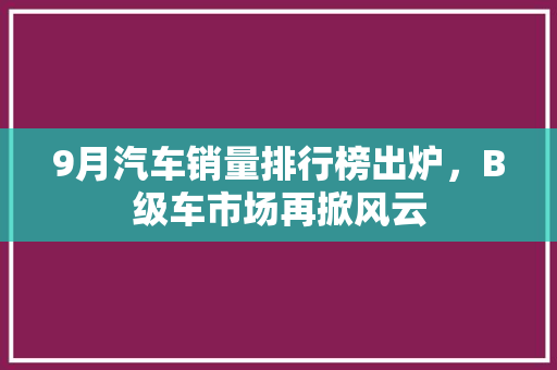 9月汽车销量排行榜出炉，B级车市场再掀风云