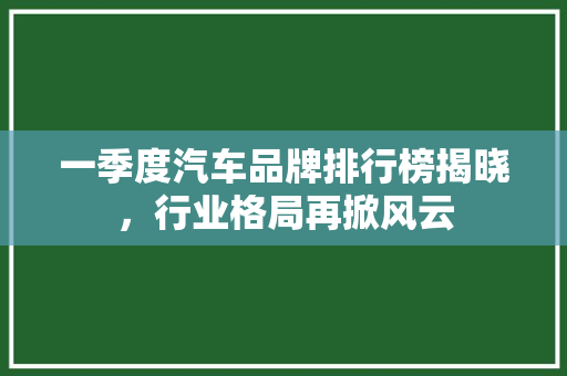 一季度汽车品牌排行榜揭晓，行业格局再掀风云