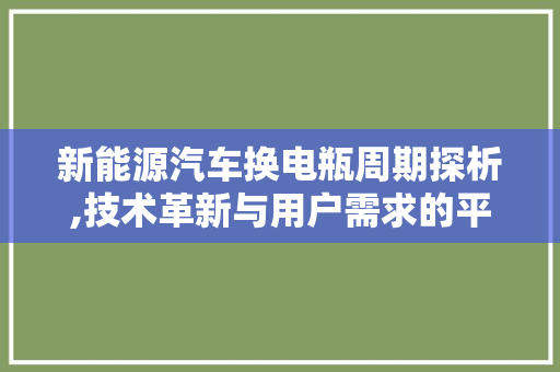 新能源汽车换电瓶周期探析,技术革新与用户需求的平衡之路