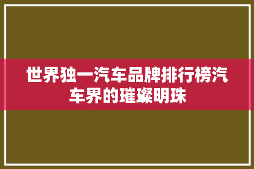 世界独一汽车品牌排行榜汽车界的璀璨明珠