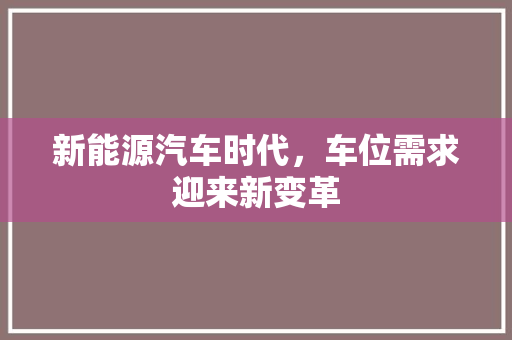 新能源汽车时代，车位需求迎来新变革