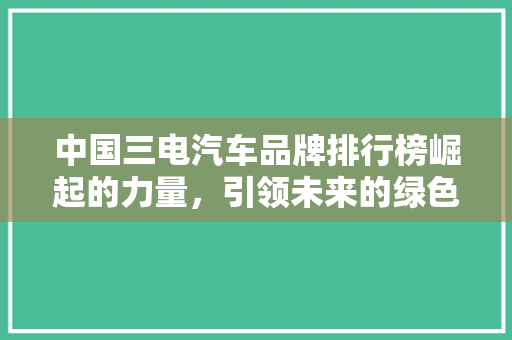 中国三电汽车品牌排行榜崛起的力量，引领未来的绿色出行