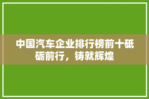 中国汽车企业排行榜前十砥砺前行，铸就辉煌