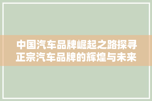 中国汽车品牌崛起之路探寻正宗汽车品牌的辉煌与未来
