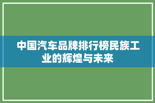 中国汽车品牌排行榜民族工业的辉煌与未来