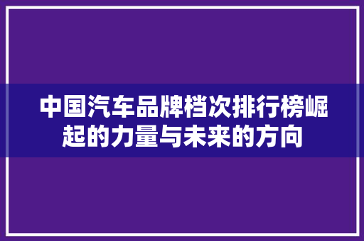 中国汽车品牌档次排行榜崛起的力量与未来的方向