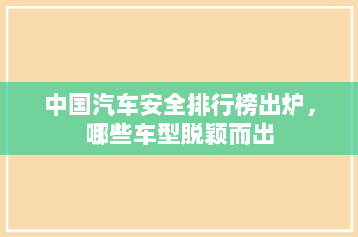 中国汽车安全排行榜出炉，哪些车型脱颖而出