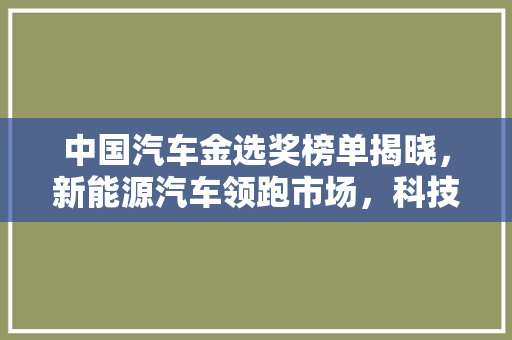 中国汽车金选奖榜单揭晓，新能源汽车领跑市场，科技与品质共舞