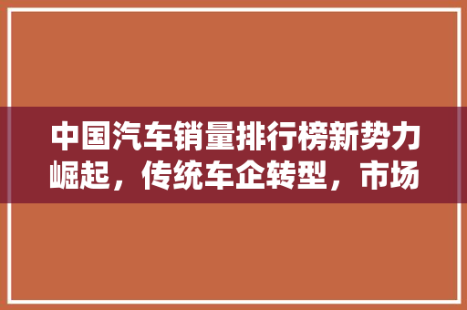 中国汽车销量排行榜新势力崛起，传统车企转型，市场格局再洗牌