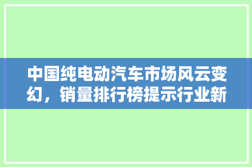 中国纯电动汽车市场风云变幻，销量排行榜提示行业新趋势