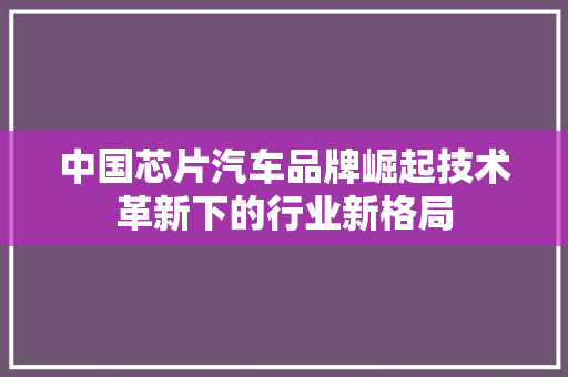 中国芯片汽车品牌崛起技术革新下的行业新格局