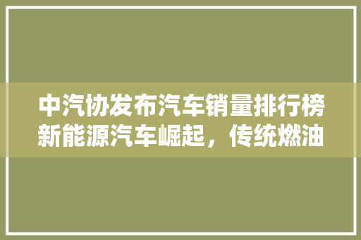 中汽协发布汽车销量排行榜新能源汽车崛起，传统燃油车面临挑战