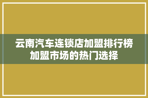 云南汽车连锁店加盟排行榜加盟市场的热门选择