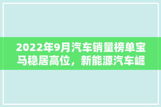 2022年9月汽车销量榜单宝马稳居高位，新能源汽车崛起