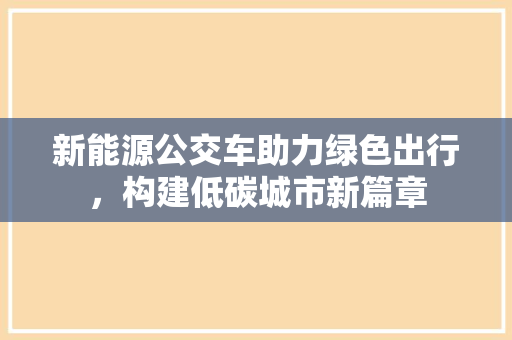 新能源公交车助力绿色出行，构建低碳城市新篇章