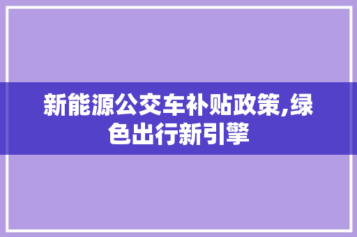 新能源公交车补贴政策,绿色出行新引擎