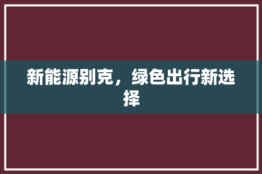 新能源别克，绿色出行新选择
