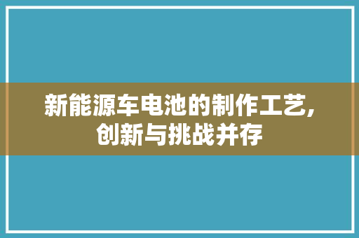 新能源车电池的制作工艺,创新与挑战并存