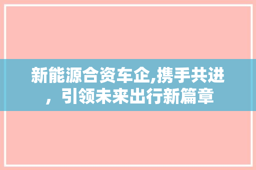 新能源合资车企,携手共进，引领未来出行新篇章