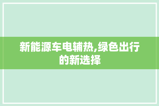 新能源车电辅热,绿色出行的新选择