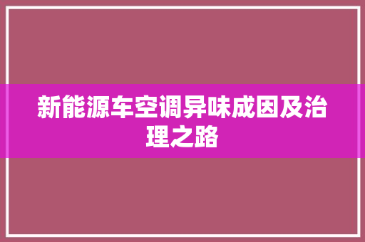 新能源车空调异味成因及治理之路