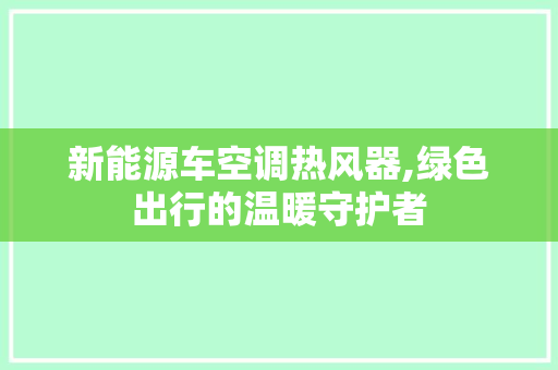 新能源车空调热风器,绿色出行的温暖守护者