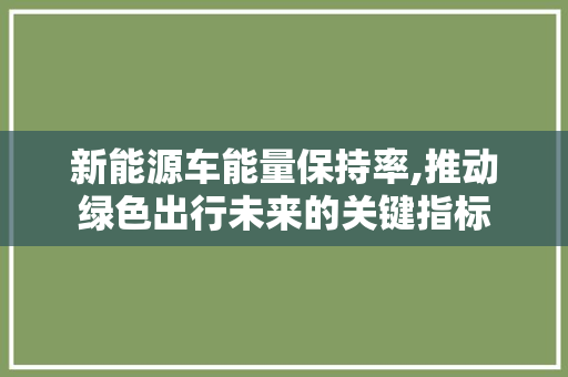 新能源车能量保持率,推动绿色出行未来的关键指标