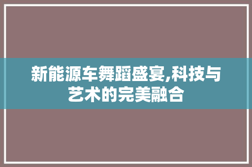新能源车舞蹈盛宴,科技与艺术的完美融合
