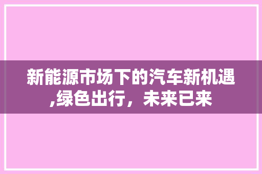 新能源市场下的汽车新机遇,绿色出行，未来已来