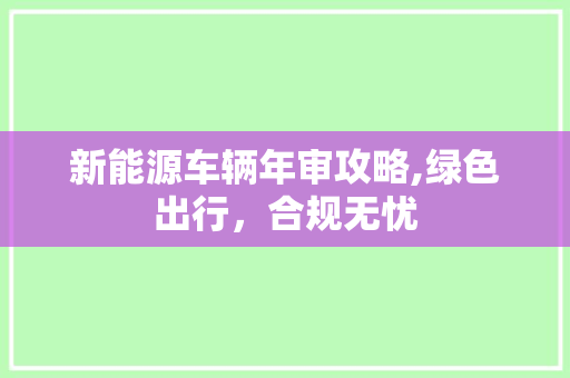新能源车辆年审攻略,绿色出行，合规无忧