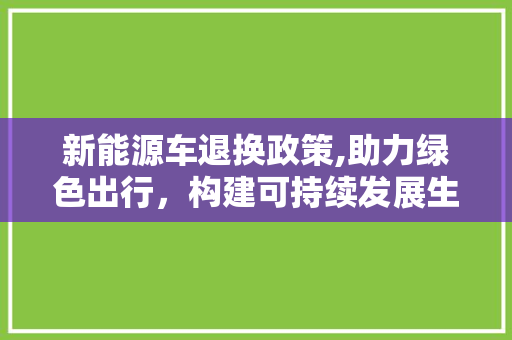 新能源车退换政策,助力绿色出行，构建可持续发展生态
