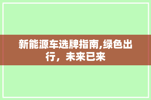 新能源车选牌指南,绿色出行，未来已来
